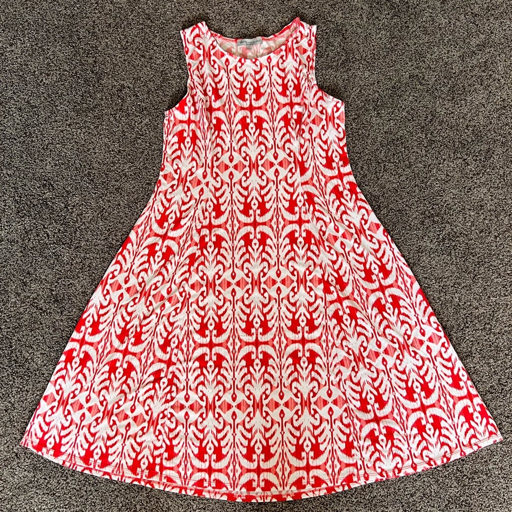 Orange patterned casual summer dress - size Petite Large (PL)